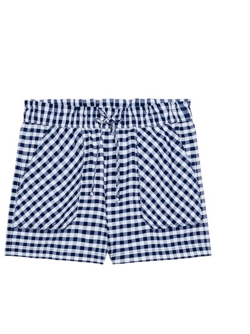 Women's Navy Gingham Drawstring Shorts - Zara ZW collection